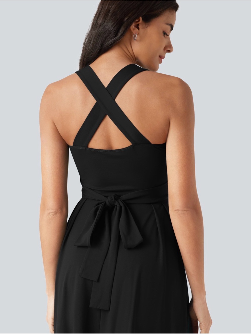 Halara Sweetheart Neck
Sleeveless
Crisscross Tie-back Midi Dress Black - Picture 3 of 3